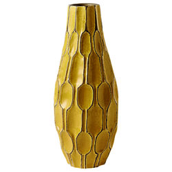 west elm Honeycomb Tall Teardrop Vase Saffron